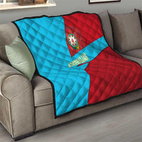 Azerbaijan National Emblem Quilt with Modern Flag Color Block Design - Wonder Print Shop