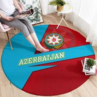 Azerbaijan National Emblem Round Carpet with Modern Flag Color Block Design - Wonder Print Shop