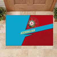 Azerbaijan National Emblem Rubber Doormat with Modern Flag Color Block Design - Wonder Print Shop