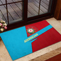 Azerbaijan National Emblem Rubber Doormat with Modern Flag Color Block Design - Wonder Print Shop