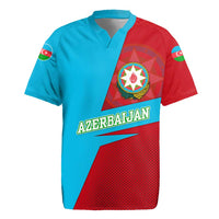 Azerbaijan National Emblem Rugby Jersey with Modern Flag Color Block Design - Wonder Print Shop