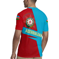 Azerbaijan National Emblem Rugby Jersey with Modern Flag Color Block Design - Wonder Print Shop