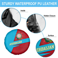 Azerbaijan National Emblem Spare Tire Cover with Modern Flag Color Block Design - Wonder Print Shop