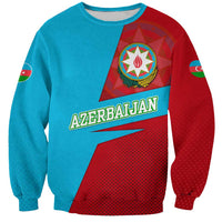Azerbaijan National Emblem Sweatshirt with Modern Flag Color Block Design - Wonder Print Shop