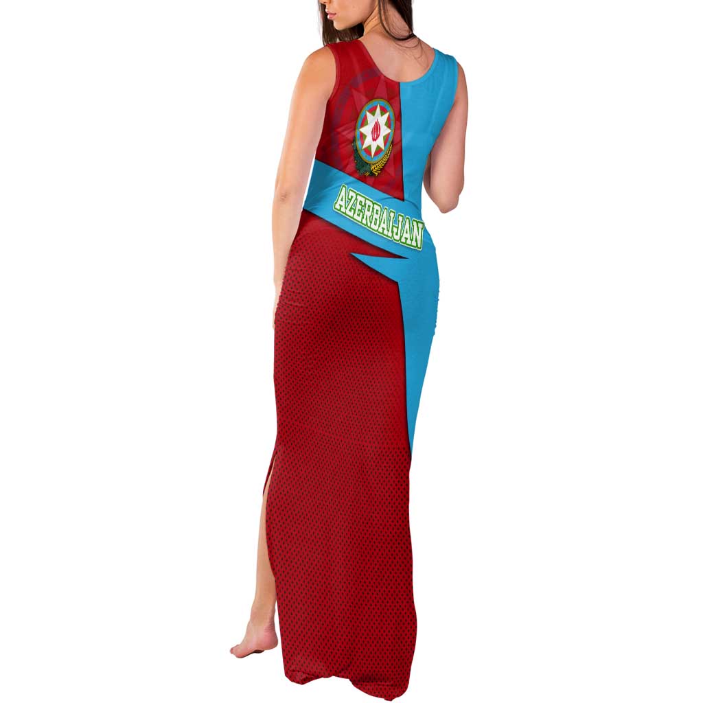 Azerbaijan National Emblem Tank Maxi Dress with Modern Flag Color Block Design - Wonder Print Shop