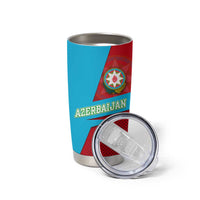 Azerbaijan National Emblem Tumbler Cup with Modern Flag Color Block Design - Wonder Print Shop