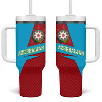 Azerbaijan National Emblem Tumbler With Handle with Modern Flag Color Block Design - Wonder Print Shop
