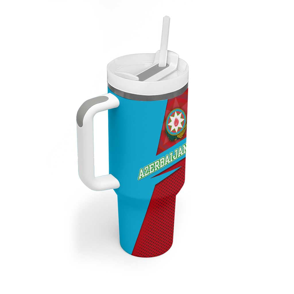 Azerbaijan National Emblem Tumbler With Handle with Modern Flag Color Block Design - Wonder Print Shop