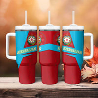 Azerbaijan National Emblem Tumbler With Handle with Modern Flag Color Block Design - Wonder Print Shop