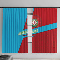 Azerbaijan National Emblem Window Curtain with Modern Flag Color Block Design - Wonder Print Shop