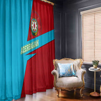 Azerbaijan National Emblem Window Curtain with Modern Flag Color Block Design - Wonder Print Shop