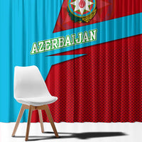 Azerbaijan National Emblem Window Curtain with Modern Flag Color Block Design - Wonder Print Shop