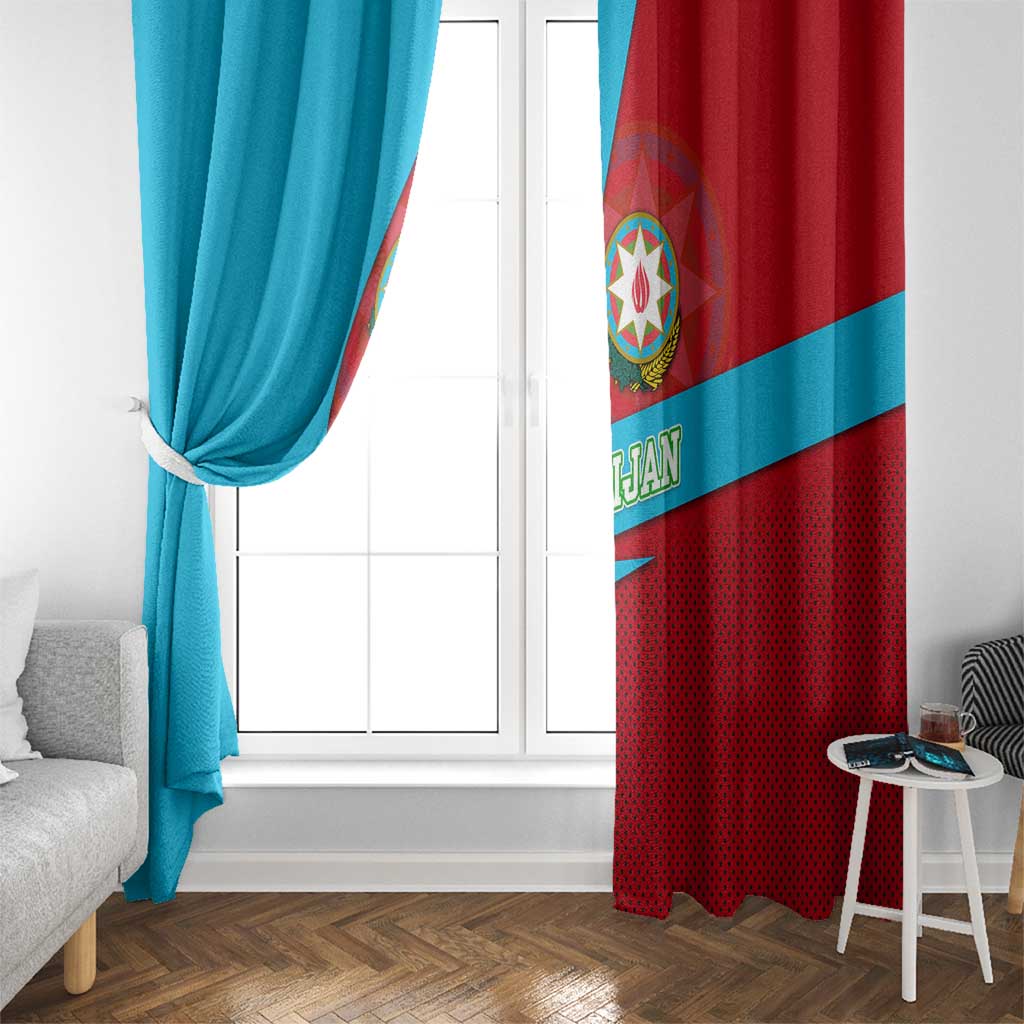 Azerbaijan National Emblem Window Curtain with Modern Flag Color Block Design - Wonder Print Shop
