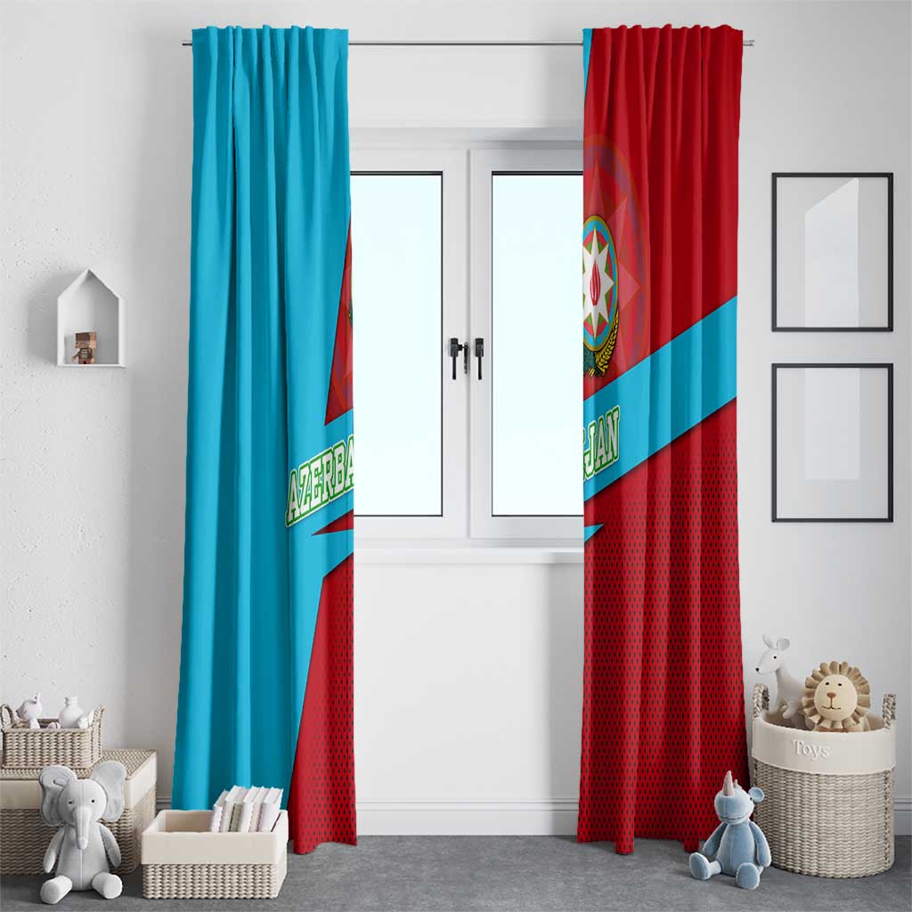 Azerbaijan National Emblem Window Curtain with Modern Flag Color Block Design - Wonder Print Shop