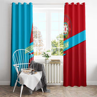 Azerbaijan National Emblem Window Curtain with Modern Flag Color Block Design - Wonder Print Shop