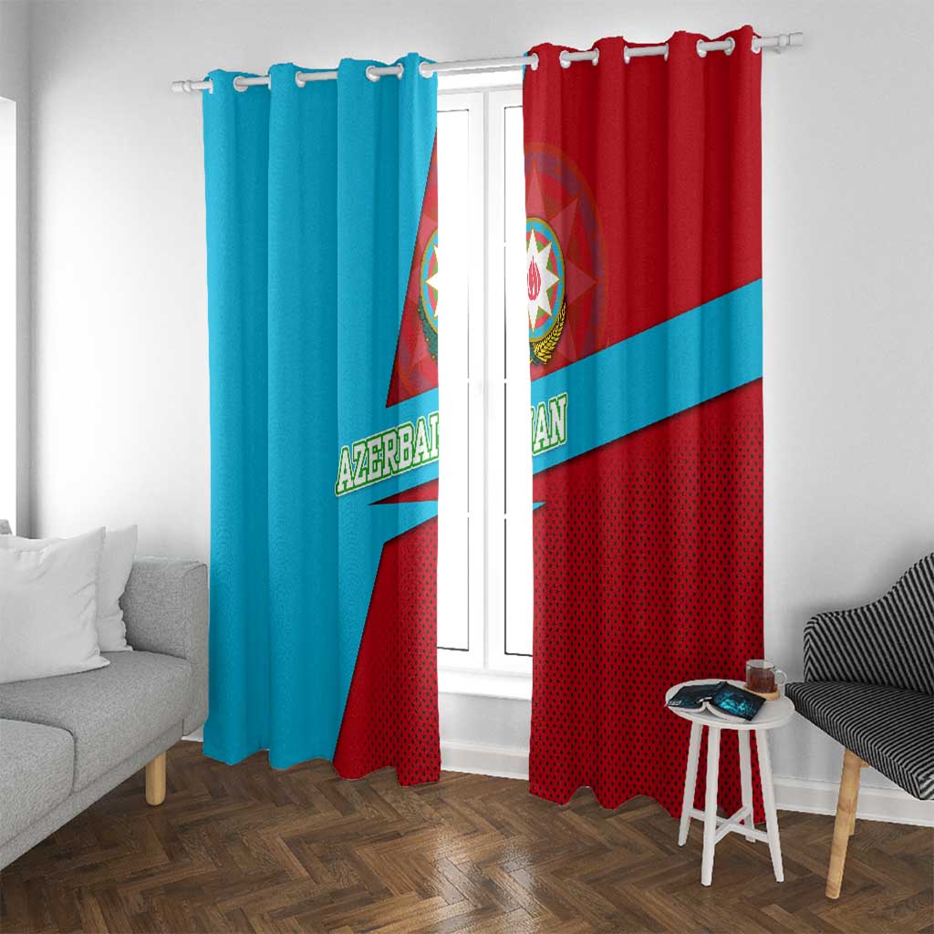 Azerbaijan National Emblem Window Curtain with Modern Flag Color Block Design - Wonder Print Shop