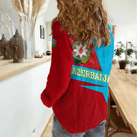 Azerbaijan National Emblem Women Casual Shirt with Modern Flag Color Block Design - Wonder Print Shop