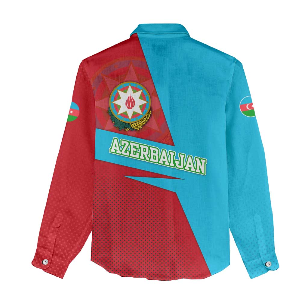 Azerbaijan National Emblem Women Casual Shirt with Modern Flag Color Block Design - Wonder Print Shop
