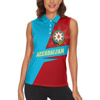 Azerbaijan National Emblem Women Sleeveless Polo Shirt with Modern Flag Color Block Design - Wonder Print Shop
