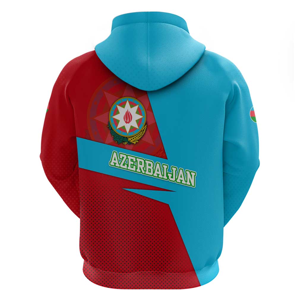 Azerbaijan National Emblem Zip Hoodie with Modern Flag Color Block Design - Wonder Print Shop