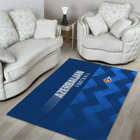 Azerbaijan Football Area Rug with AFFA Emblem in Blue Geometric Design