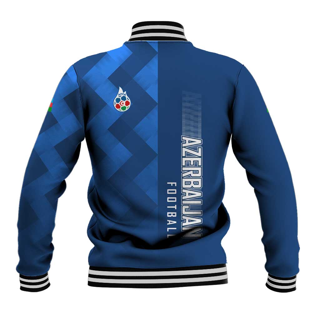 Azerbaijan Football Baseball Jacket with AFFA Emblem in Blue Geometric Design