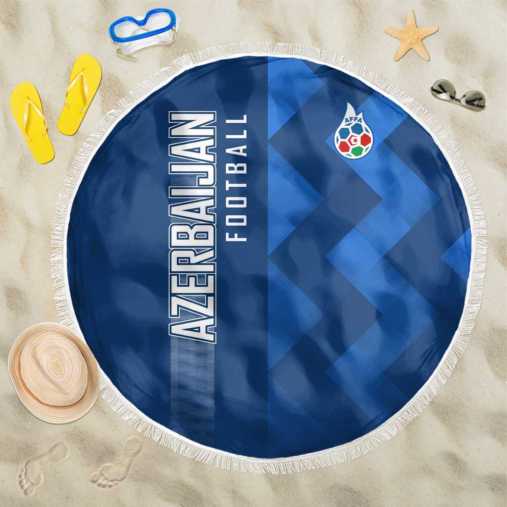 Azerbaijan Football Beach Blanket with AFFA Emblem in Blue Geometric Design