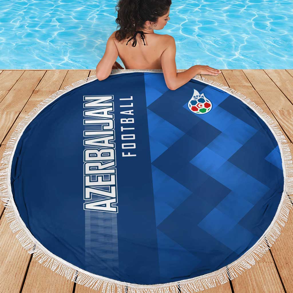 Azerbaijan Football Beach Blanket with AFFA Emblem in Blue Geometric Design