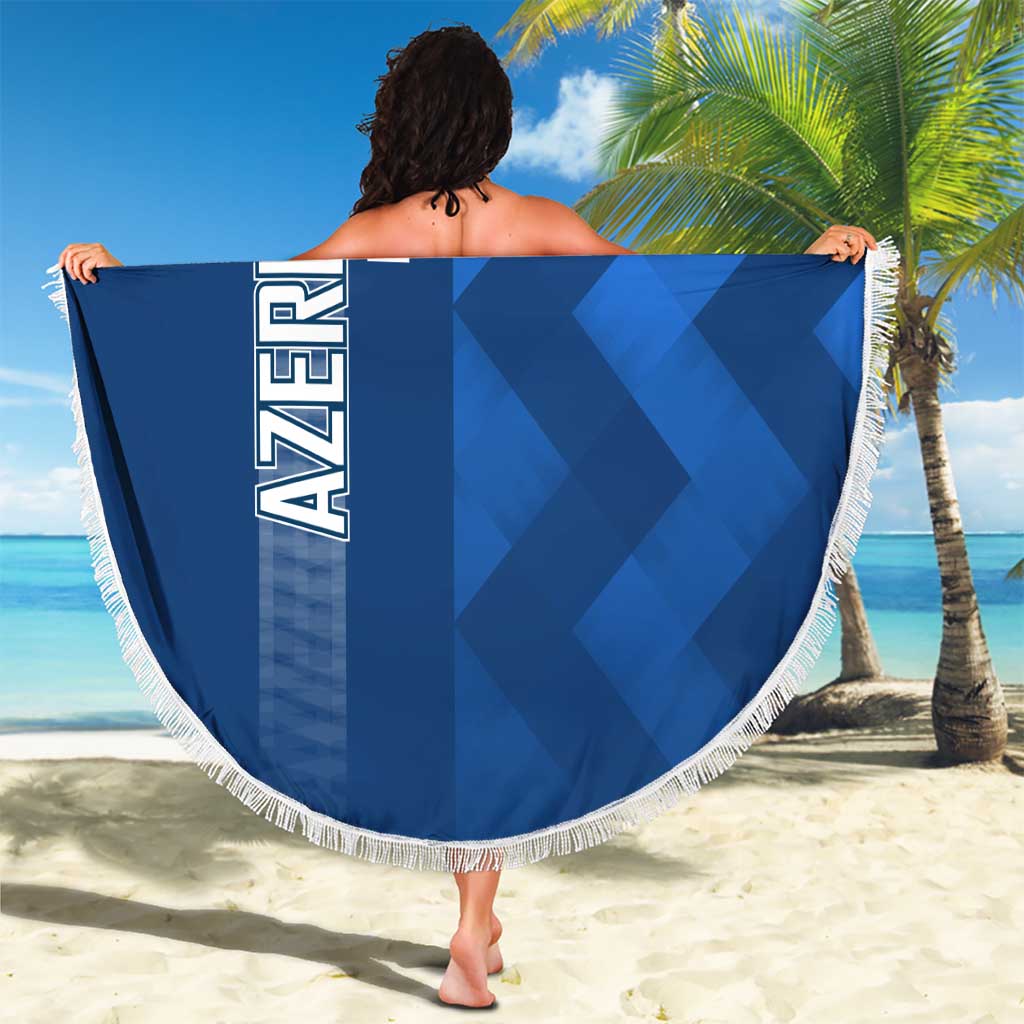 Azerbaijan Football Beach Blanket with AFFA Emblem in Blue Geometric Design