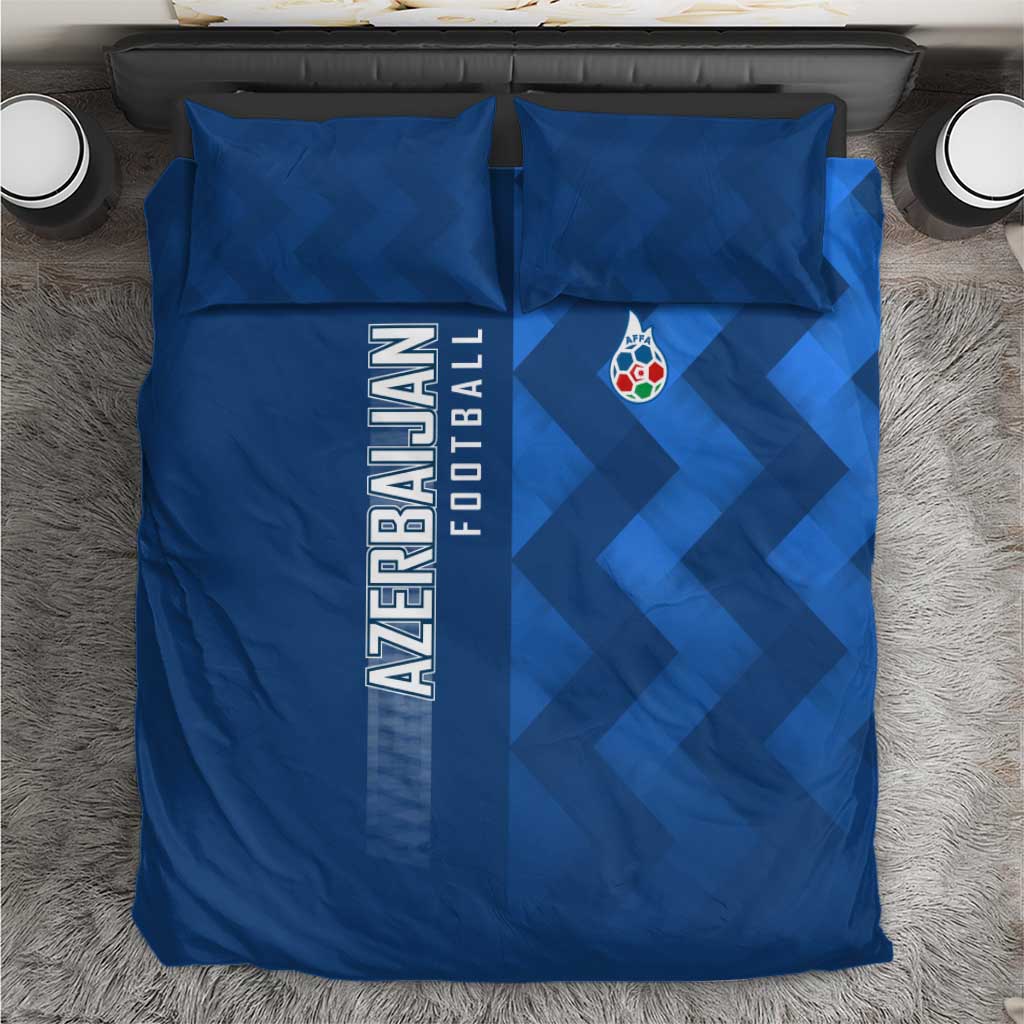 Azerbaijan Football Bedding Set with AFFA Emblem in Blue Geometric Design