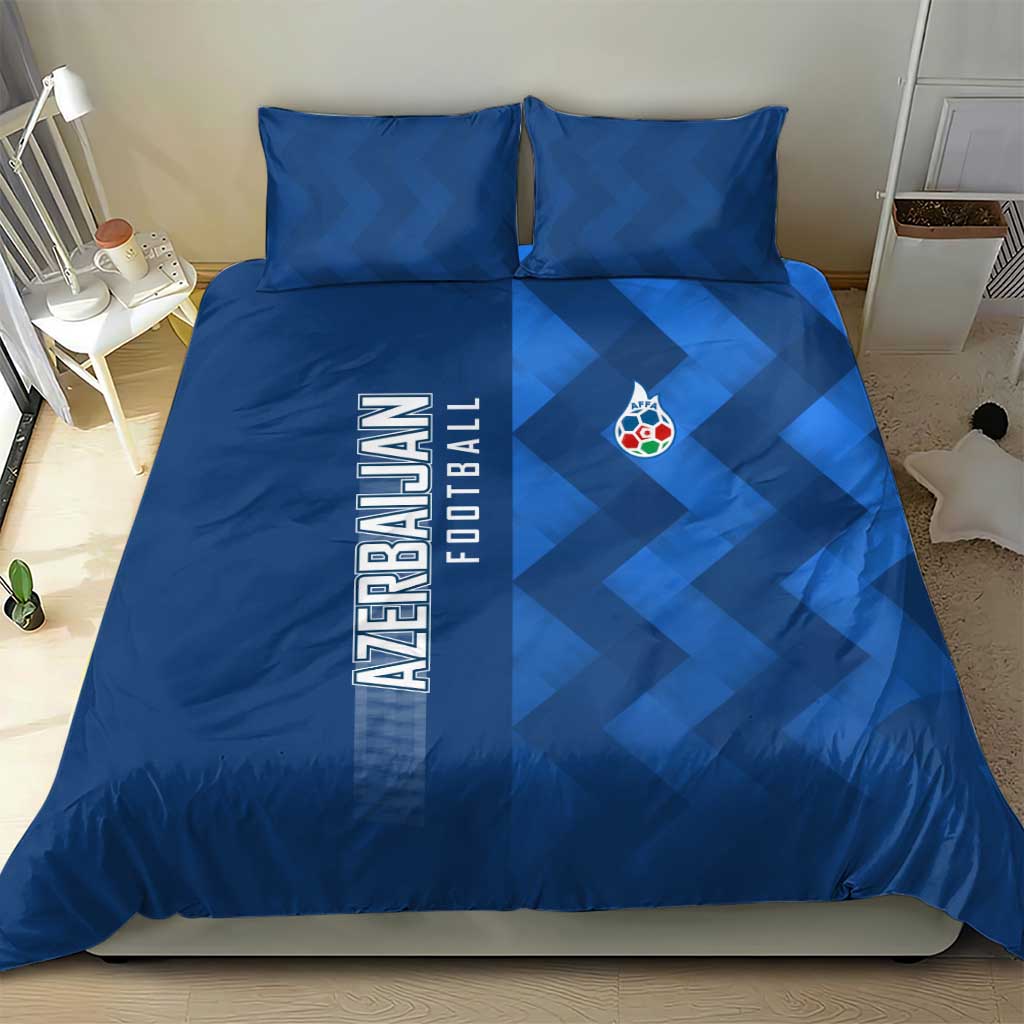 Azerbaijan Football Bedding Set with AFFA Emblem in Blue Geometric Design
