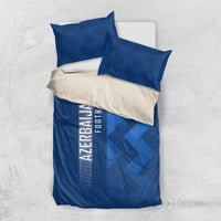 Azerbaijan Football Bedding Set with AFFA Emblem in Blue Geometric Design