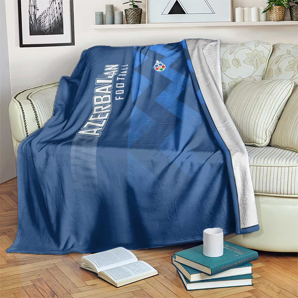 Azerbaijan Football Blanket with AFFA Emblem in Blue Geometric Design