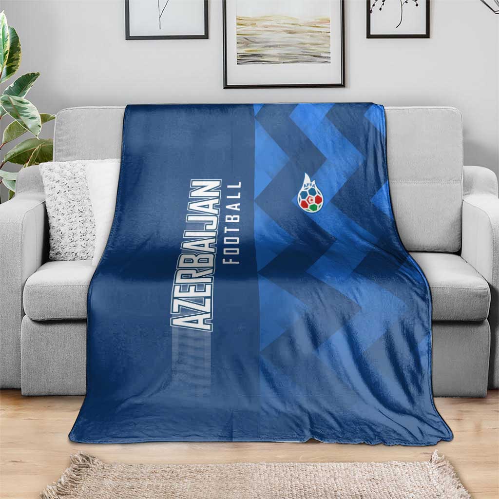 Azerbaijan Football Blanket with AFFA Emblem in Blue Geometric Design