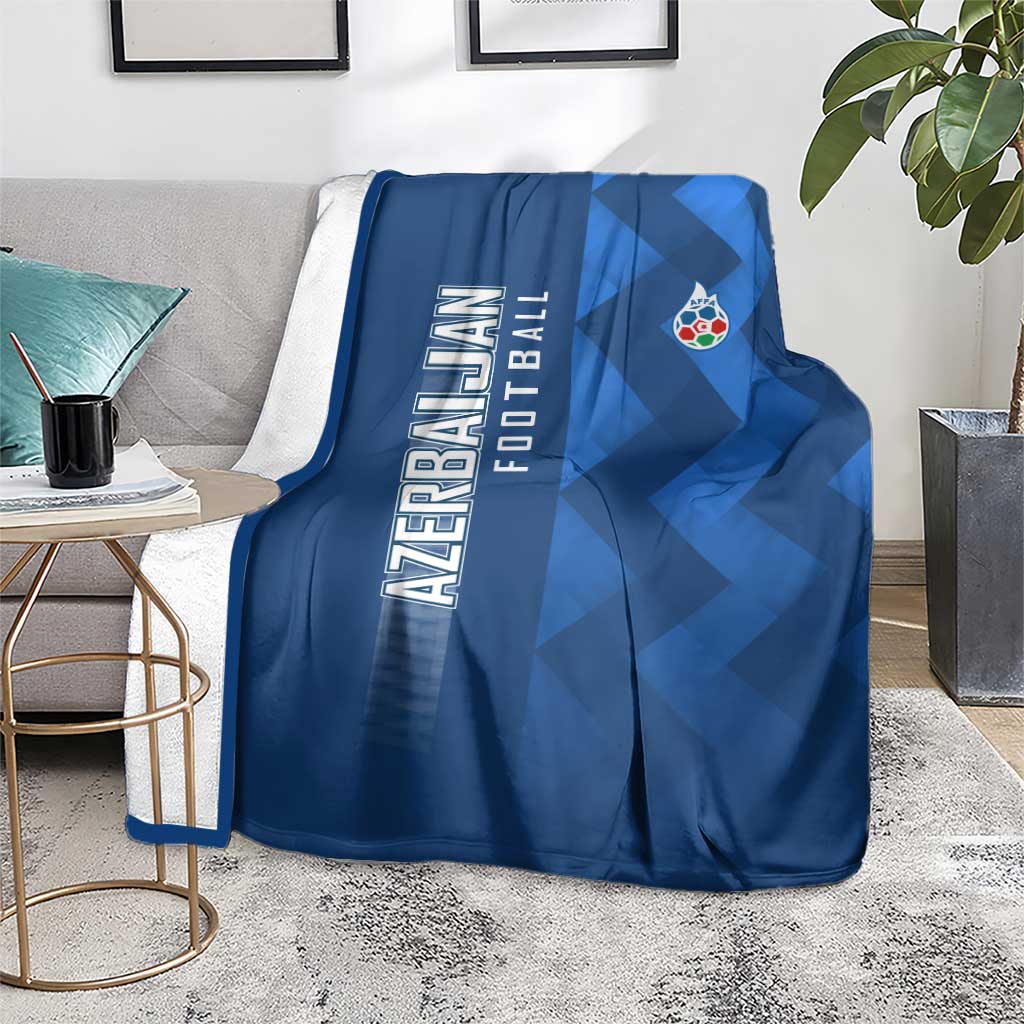 Azerbaijan Football Blanket with AFFA Emblem in Blue Geometric Design