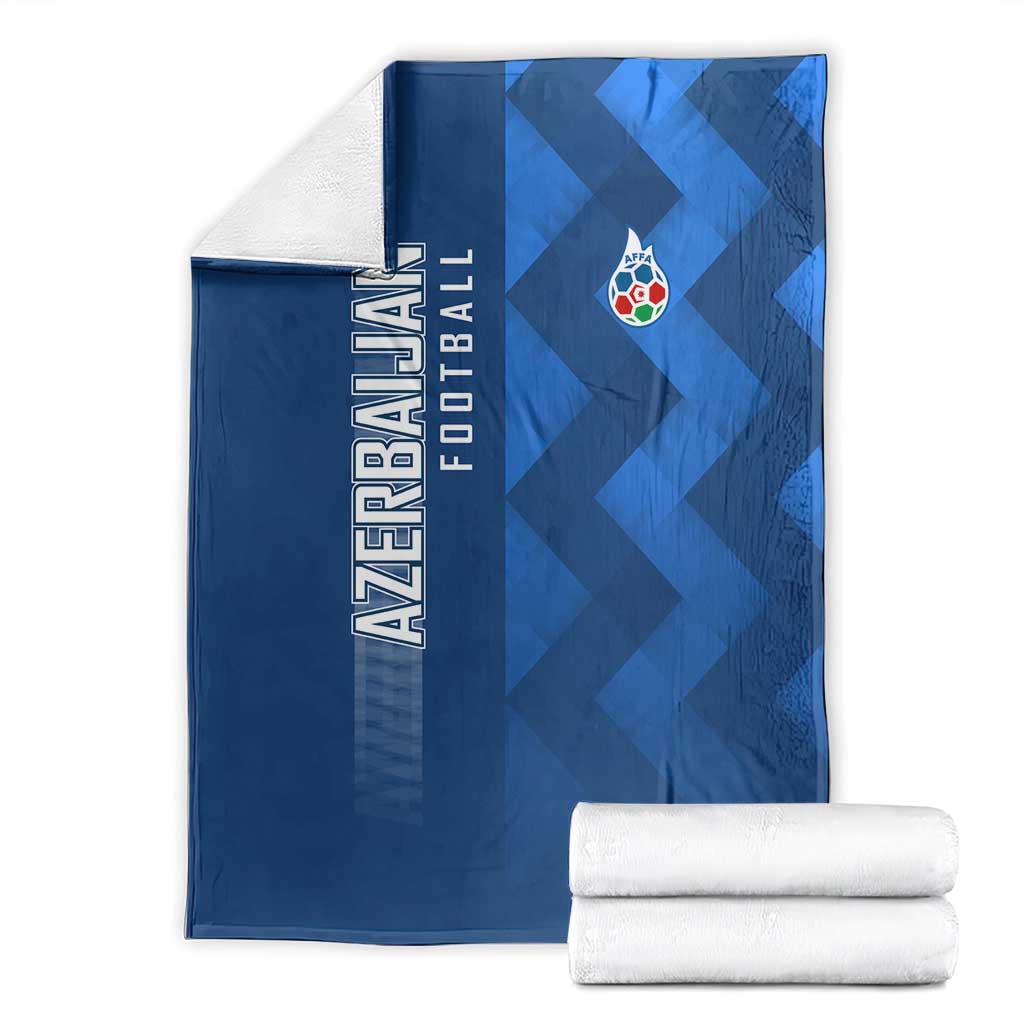 Azerbaijan Football Blanket with AFFA Emblem in Blue Geometric Design