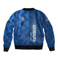 Azerbaijan Football Bomber Jacket with AFFA Emblem in Blue Geometric Design