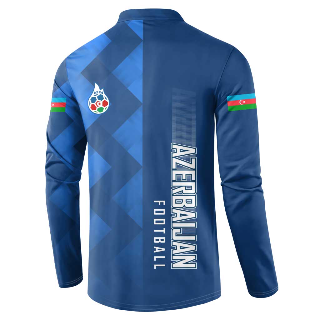 Azerbaijan Football Button Sweatshirt with AFFA Emblem in Blue Geometric Design