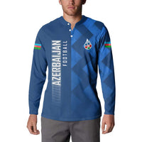 Azerbaijan Football Button Sweatshirt with AFFA Emblem in Blue Geometric Design