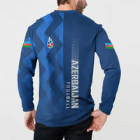 Azerbaijan Football Button Sweatshirt with AFFA Emblem in Blue Geometric Design