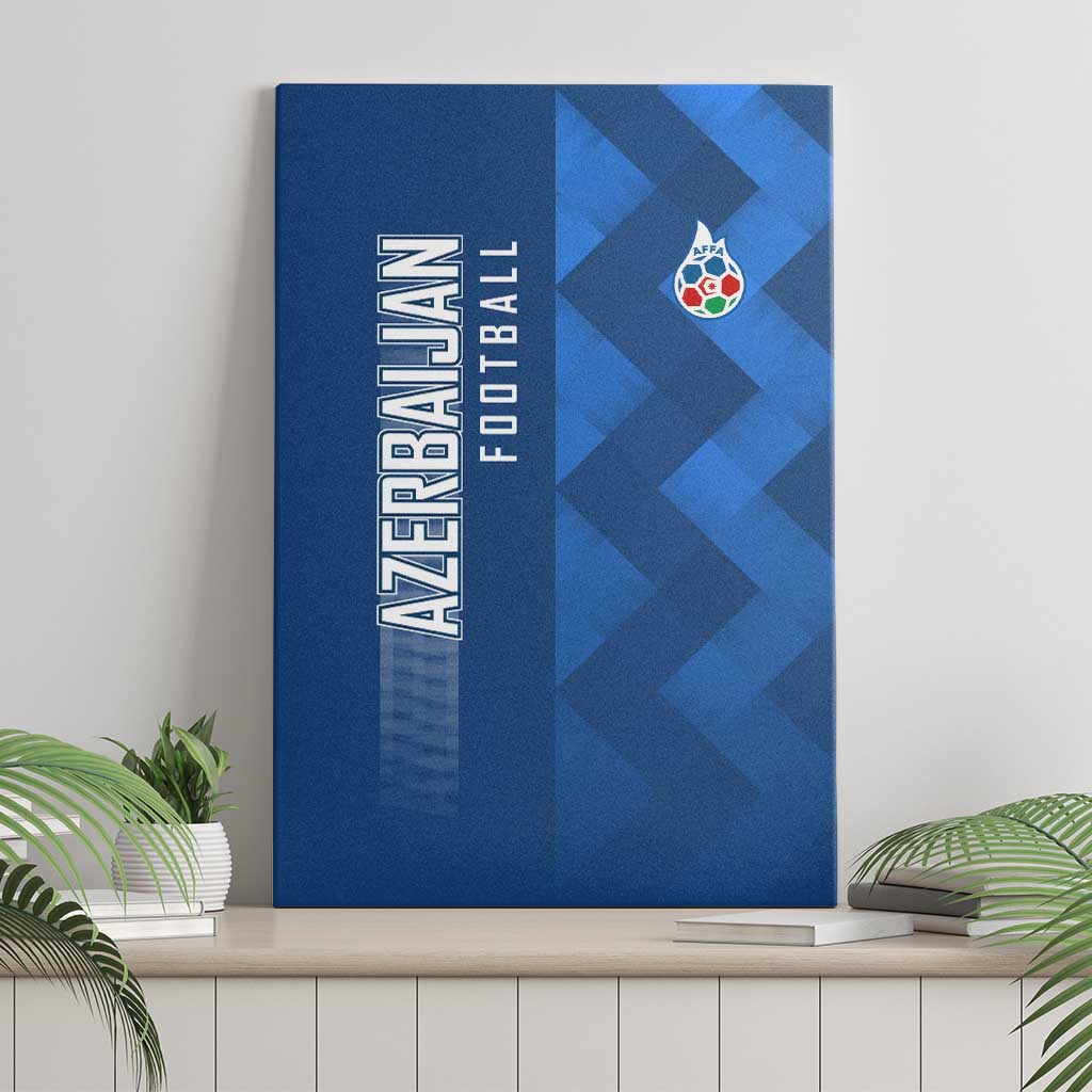 Azerbaijan Football Canvas Wall Art with AFFA Emblem in Blue Geometric Design
