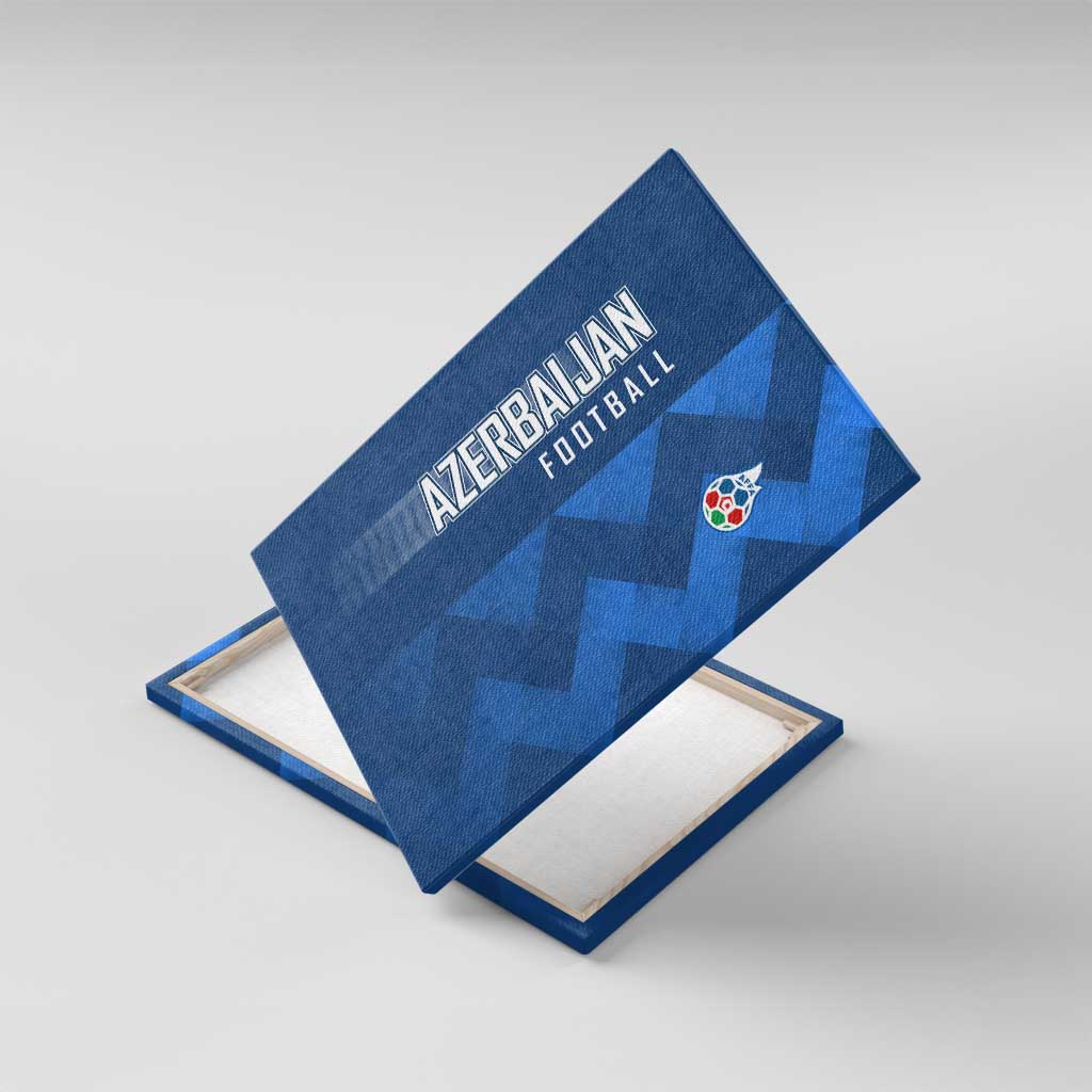 Azerbaijan Football Canvas Wall Art with AFFA Emblem in Blue Geometric Design