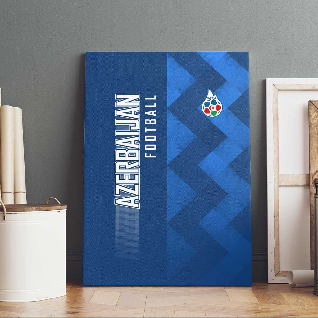 Azerbaijan Football Canvas Wall Art with AFFA Emblem in Blue Geometric Design