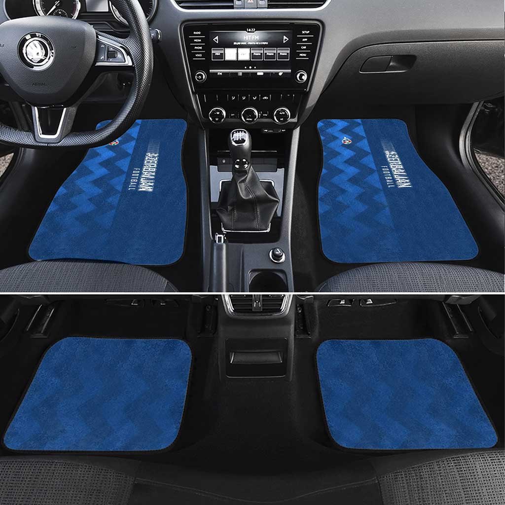 Azerbaijan Football Car Mats with AFFA Emblem in Blue Geometric Design