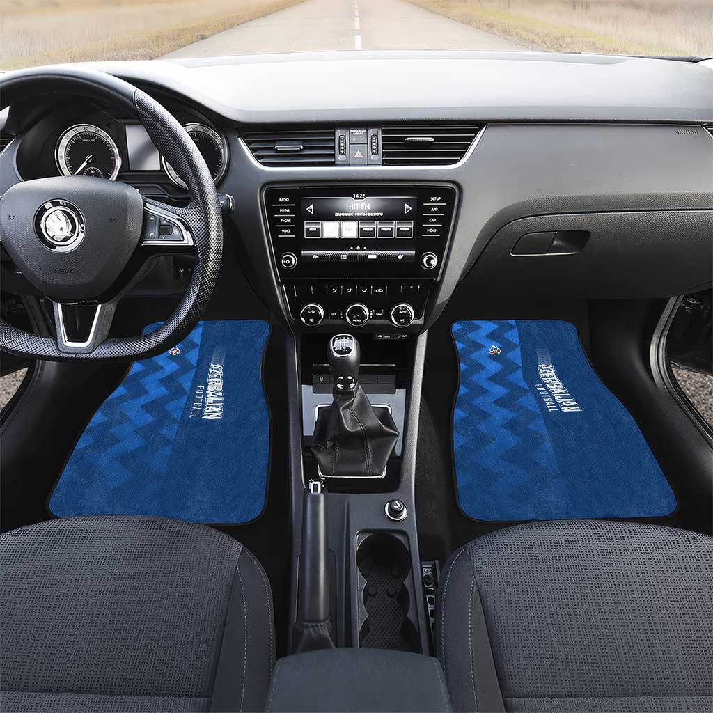 Azerbaijan Football Car Mats with AFFA Emblem in Blue Geometric Design