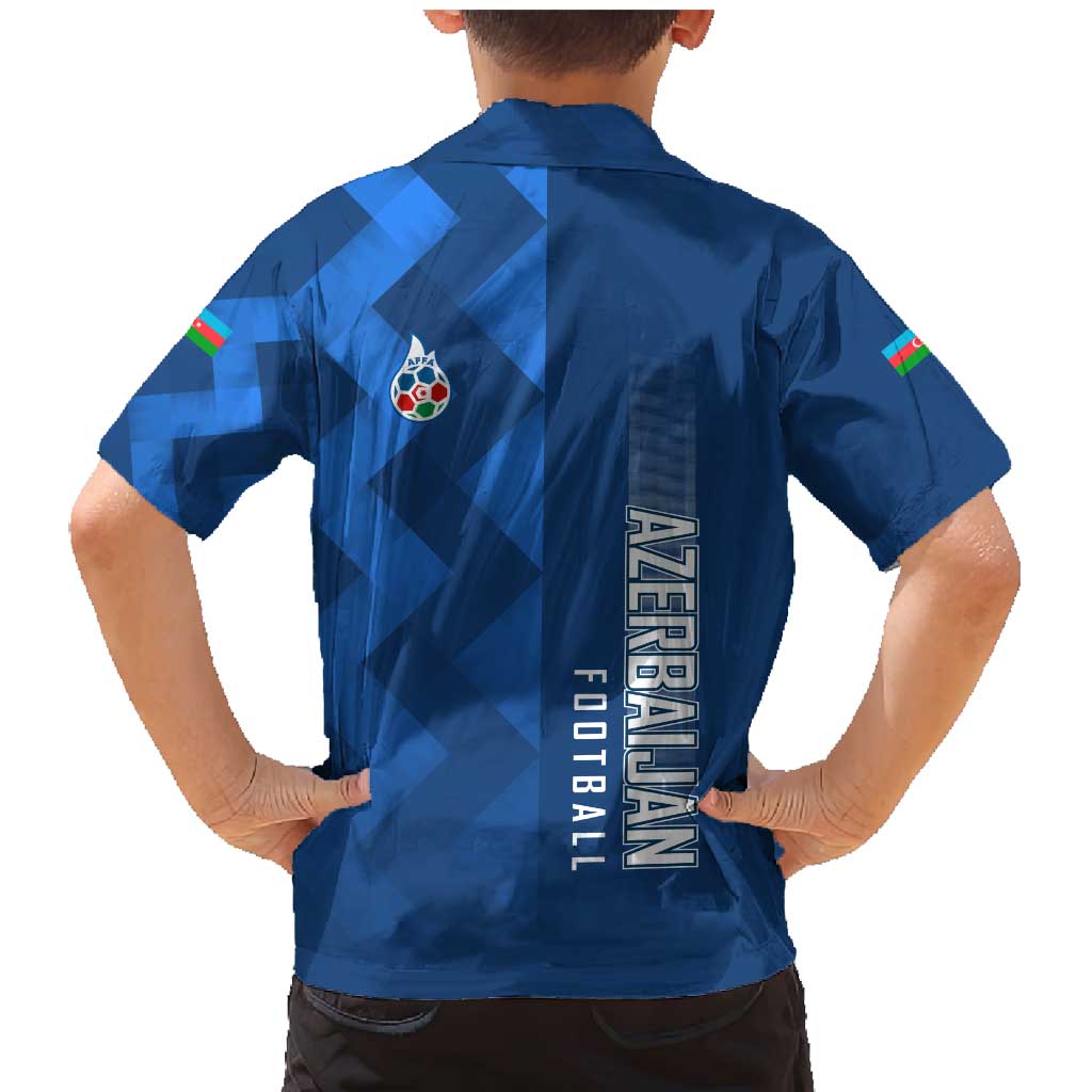 Azerbaijan Football Family Matching Mermaid Dress and Hawaiian Shirt with AFFA Emblem in Blue Geometric Design