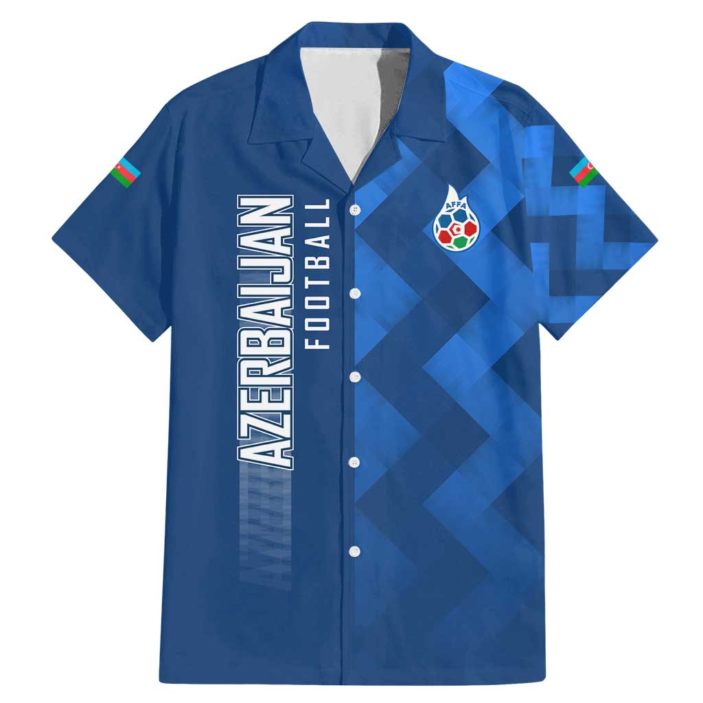 Azerbaijan Football Family Matching Mermaid Dress and Hawaiian Shirt with AFFA Emblem in Blue Geometric Design