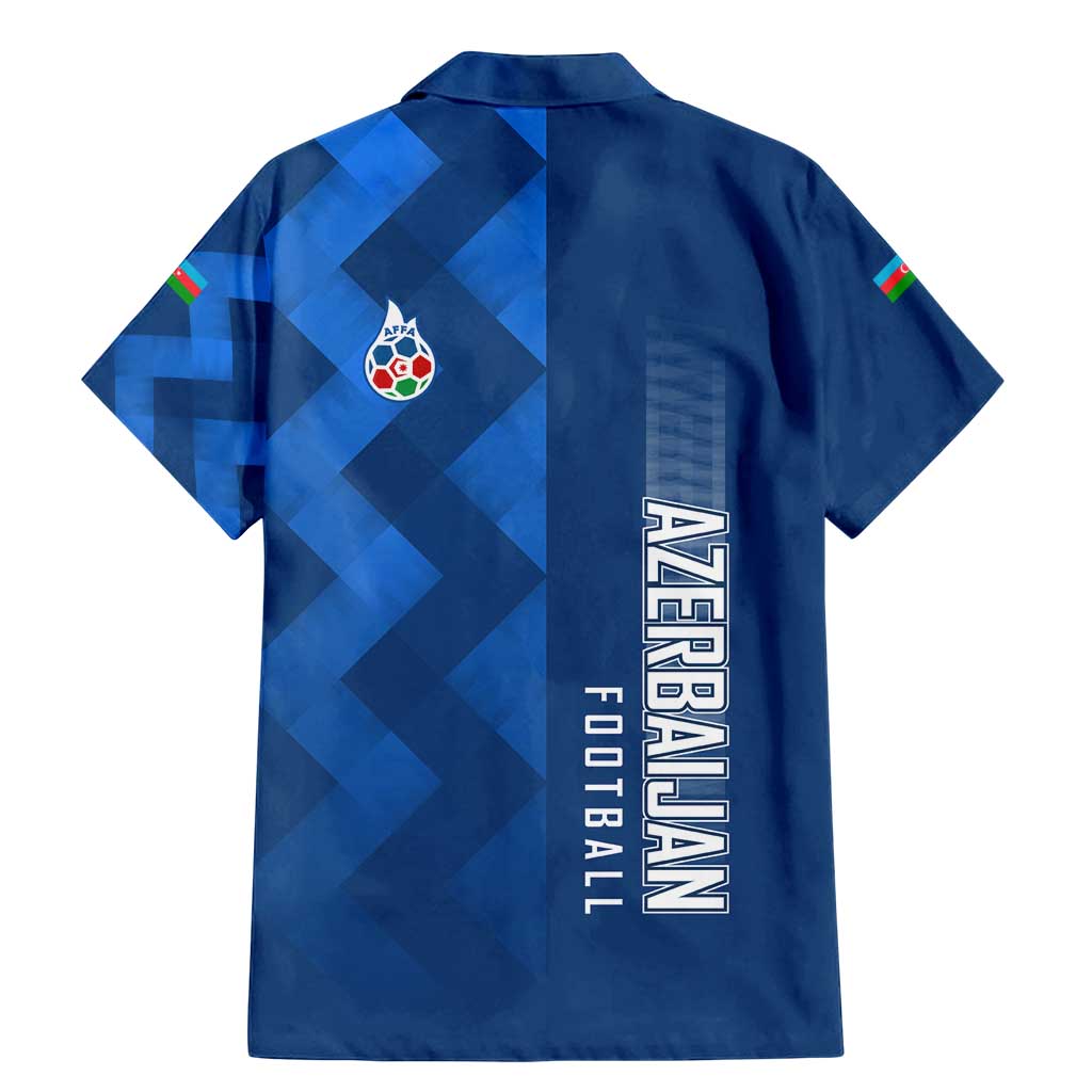 Azerbaijan Football Family Matching Mermaid Dress and Hawaiian Shirt with AFFA Emblem in Blue Geometric Design