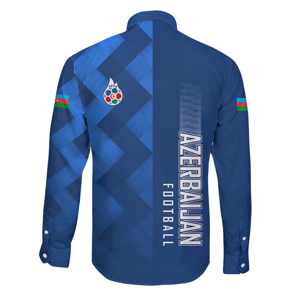 Azerbaijan Football Family Matching Mermaid Dress and Hawaiian Shirt with AFFA Emblem in Blue Geometric Design