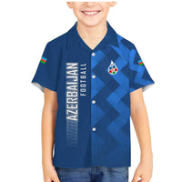 Azerbaijan Football Family Matching Mermaid Dress and Hawaiian Shirt with AFFA Emblem in Blue Geometric Design